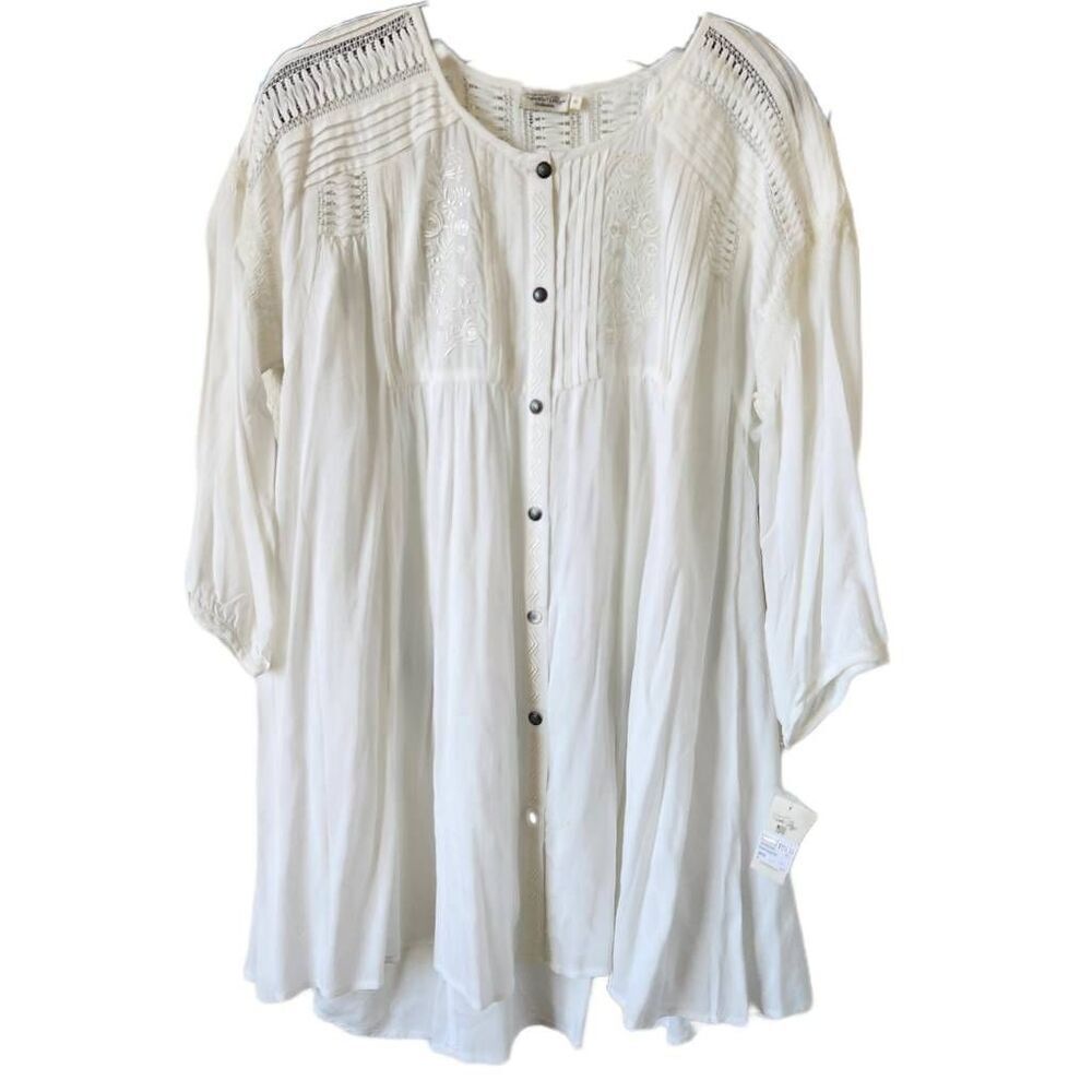 Tasha Polizzi Georgia white knit floral embroidered western boho relaxed romanti